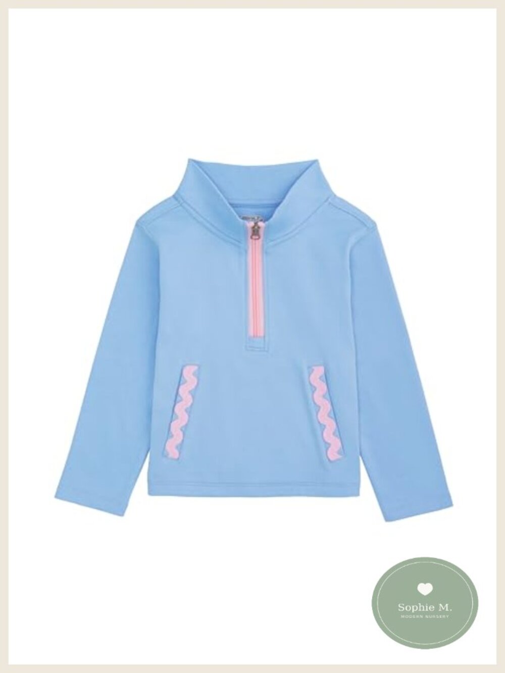 Toddler Girl Quarter Zip Pullover with Ric Rac Trim